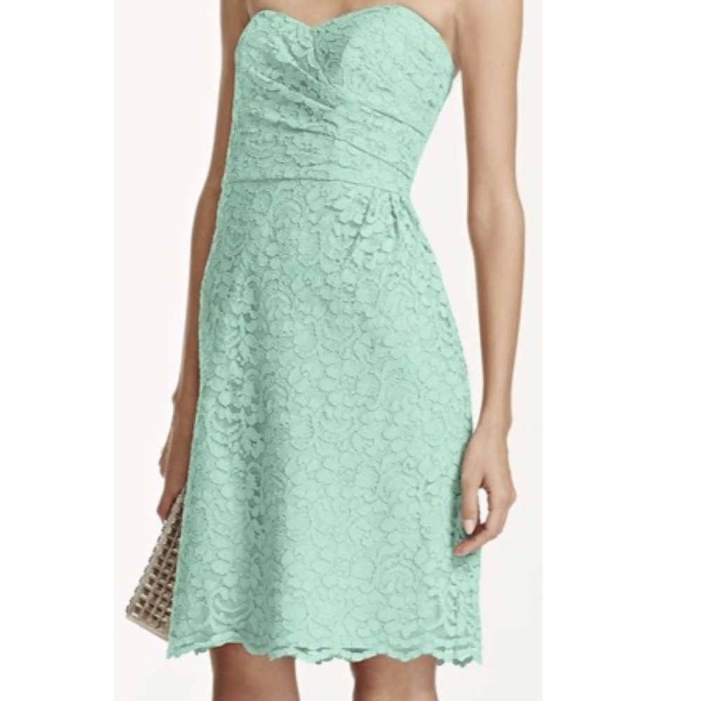 David's bridal lace mint short dress